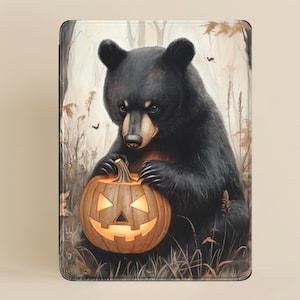 Custodia per iPad con orso di Halloween con zucca di Halloween – Decorazione autunnale iPad 10.2, iPad Air 10.9, iPad Pro 11, iPad Pro 12.9, Custodia per iPad