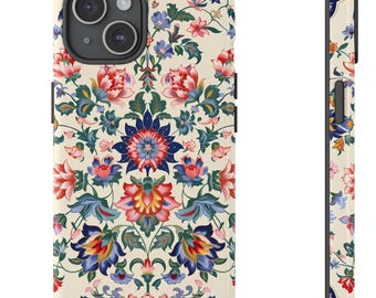 Vintage Floral Persian Design Phone Case iPhone 15 14 13 12 Pro Max Pixel Samsung Galaxy S24 S23 S21 botanical gift for her garden tapestry