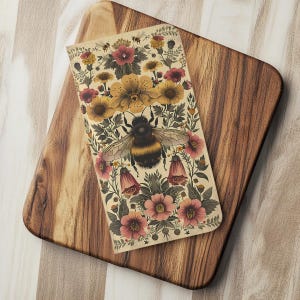 Vintage Bee and Floral Retro Botanical Design Wallet Flip Card holder Phone Case iPhone 13 12 Mini Pro Max Samsung Galaxy S22 S21 Plus Ultra image 5