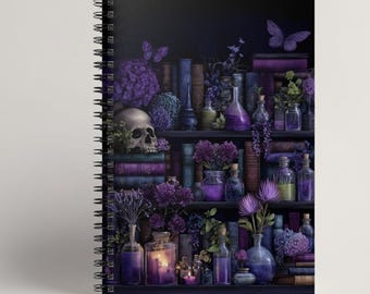 Gothic Apothecary Notebook, Dark Academia Writing Journal, Witchy Potion Book, Purple Floral Spell Notebook, Gothic Occult Stationery Gift