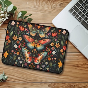 Colorful Butterfly and Floral Laptop Sleeve  Protective MacBook Case for MacBook Air 15 13, MacBook Pro 16 14 13 inch, iPad Pro, Tablet case