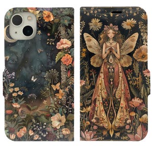 Verzauberte Waldfee mystische Garten Brieftasche Flip Kartenhalter Handytasche Iphone 13 12 Mini Pro Max Samsung Galaxy S22 S21 Plus Ultra