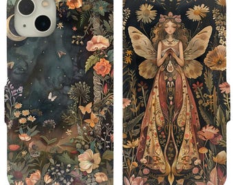 Enchanted Forest Fairy Mystical Garden Wallet Flip Card holder Phone Case Iphone 13 12 Mini Pro Max Samsung Galaxy S22 S21 Plus Ultra