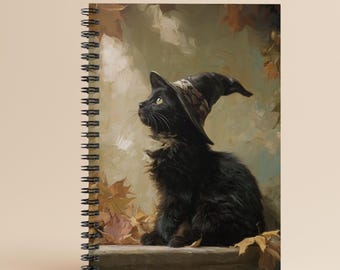 Black Cat Witch Notebook, Halloween Cat Journal, Spooky Aesthetic Journal, Cute Cat Lover Gift, Autumn Witchy Stationery, Unique gift idea