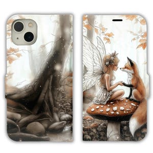 Étui portefeuille fée enchantée et forêt de renard porte-cartes Étui pour téléphone Iphone 15 14 13 12 Pro Max Samsung Galaxy S24 S23 S22 S21 Plus Ultra