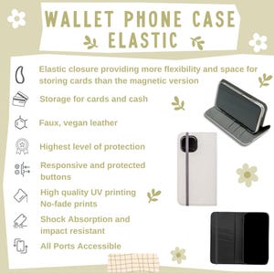 Vintage Bee and Floral Retro Botanical Design Wallet Flip Card holder Phone Case iPhone 13 12 Mini Pro Max Samsung Galaxy S22 S21 Plus Ultra image 8