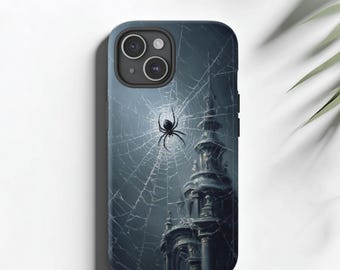 Funda para teléfono con telaraña gótica, funda resistente para iPhone 15 Pro Max, funda para Samsung Galaxy, estética espeluznante de Halloween, funda protectora duradera