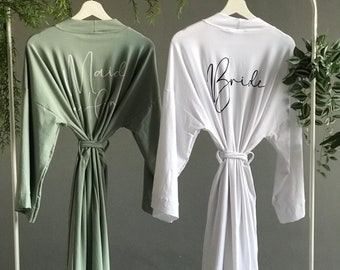 Butter soft rich feel Personalized bridesmaid robes in long ankle/ calf length for the bridal party and bridesmaid proposal gifts Mauve Sage