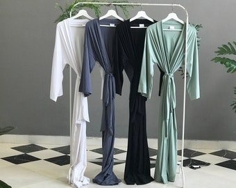 Butter soft rich feel Personalized bridesmaid robes in long ankle/ calf length for the bridal party and bridesmaid proposal gifts Black Blue