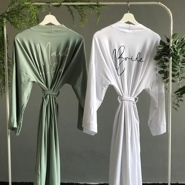 Butter soft rich feel Personalized bridesmaid robes in long ankle/ calf length for the bridal party and bridesmaid proposal gifts Mauve Sage