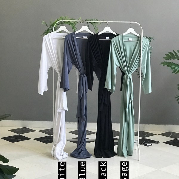 Butter soft rich feel Personalized bridesmaid robes in long ankle/ calf length for the bridal party and bridesmaid proposal gifts Black Blue