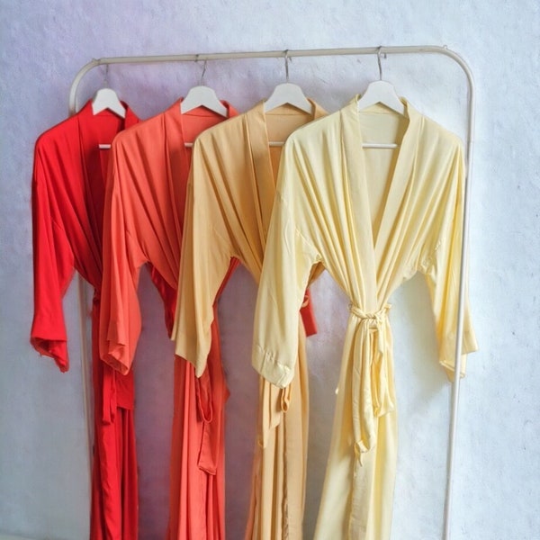 Very long cotton personalized robes for bridesmaids in red salmon yellow for tall women/girls/mother of the groom/bride Indian wedding dress