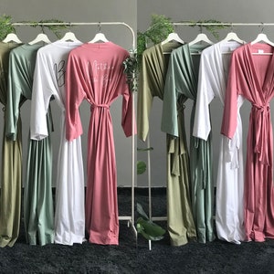 Long bridesmaid robes ankle calf length Mother of the groom/ bride, personalized bride and bridal party robes-Butter soft and stretchy