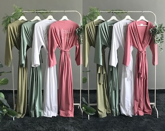 Long bridesmaid robes ankle calf length Mother of the groom/ bride, personalized bride and bridal party robes-Butter soft and stretchy