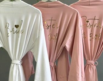 Softest Personalized bridesmaid robes + gold heart for sister of the bride Mother of the Bride/Groom for tall women/girls Mauve Sage Olive