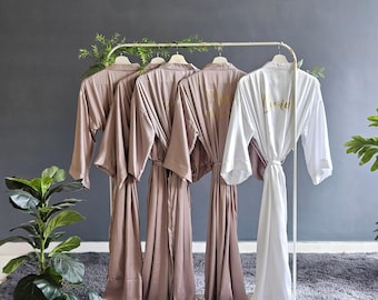 Dark Mauve Satin Bridesmaid Robe: Personalized Bridal Party Gift