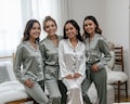 Silky soft Bridesmaid Pajamas in olive green pjs Personalized pajamas set for the mother of the Bride Bridal Party gifts product logo