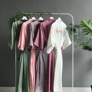 Bridesmaid robes long ankle/ calf length silk satin Personalized robes like Bride, Mother of the Bride, Mother of the Groom, Maid of Honor