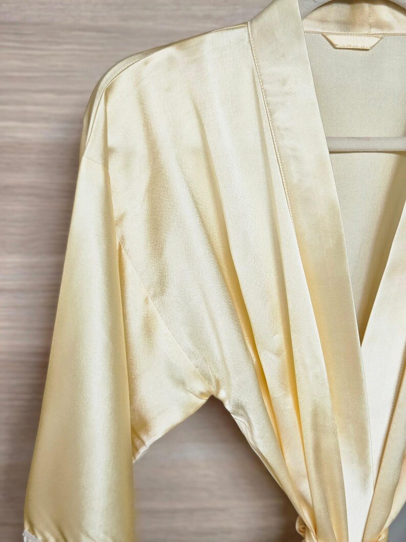 Yellow Silk Robe Personalized Yellow Bridesmaid Robe: Lace Trim, Bridal Party Gift - Etsy