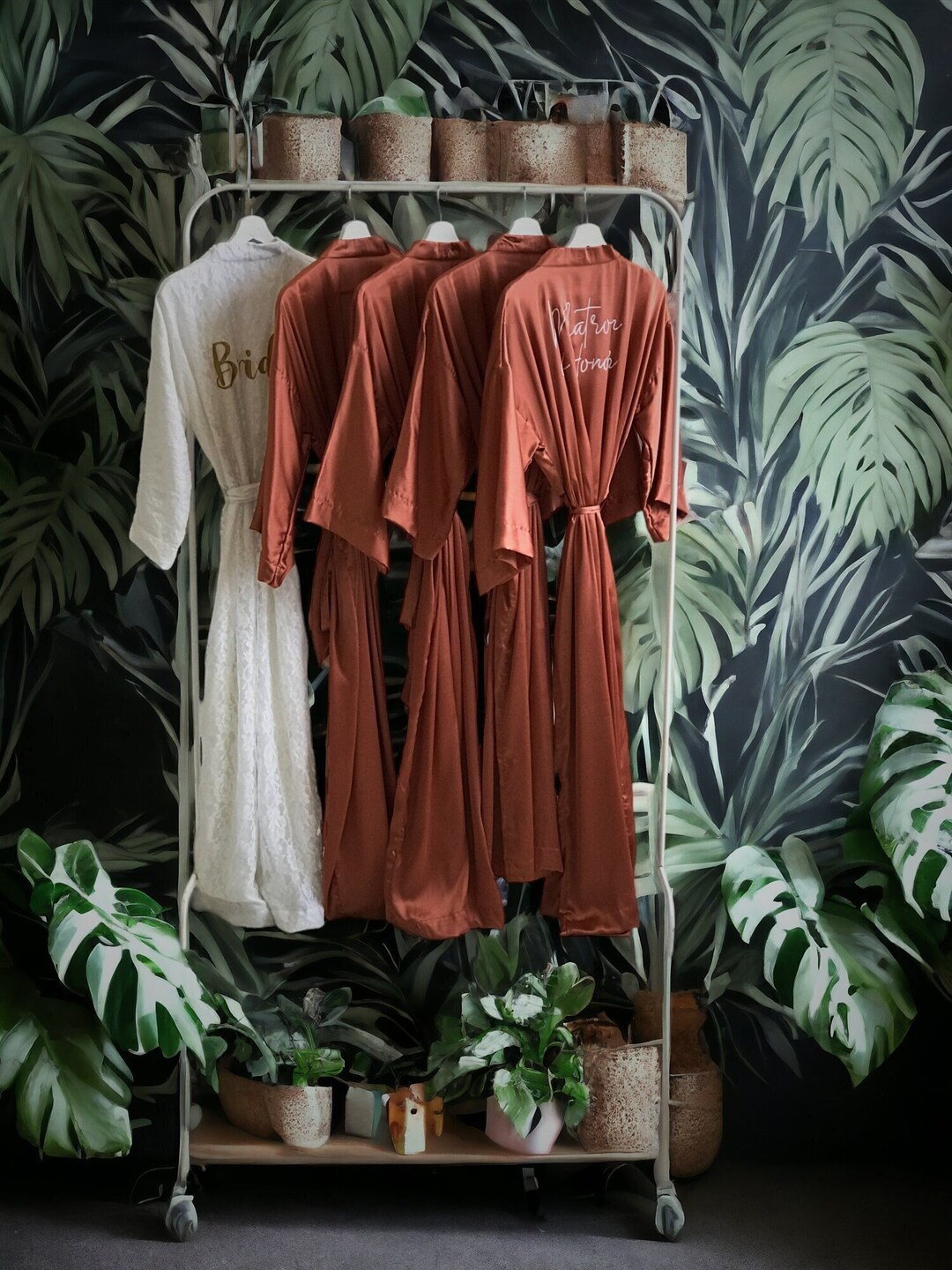 Bridesmaid Getting Ready Outfit in a Luxuriously Soft Burnt Orange Rust ...