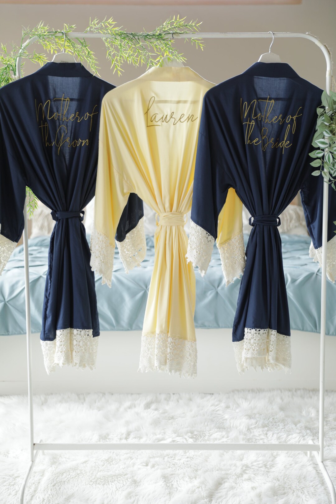 Bride Robe Color Bridesmaid Personalized Robes Bride Robe Bridal Party and Mother of the ...
