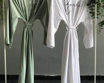 Butter soft rich feel Personalized bridesmaid robes in long ankle/ calf length for the bridal party and bridesmaid proposal gifts Mauve Sage