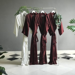 Buttery soft Bridesmaid robes in Chocolate brown Long ankle/calf length Personalized Mother of the Bride & bridesmaid getting ready outfits.