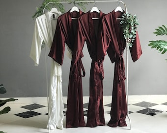Buttery soft Bridesmaid robes in Chocolate brown Long ankle/calf length Personalized Mother of the Bride & bridesmaid getting ready outfits.