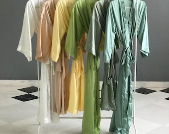 Personalized Satin Bridesmaid Robes: Bachelorette Party Kimonos