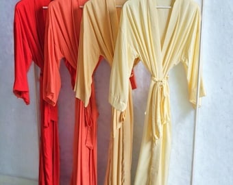 Túnicas personalizadas de algodón muy largas para damas de honor en amarillo salmón rojo para mujeres altas/niñas/madre del novio/novia vestido de boda indio