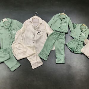 Luxurious Satin Bridesmaid Pajamas Bride Pajamas Family & Matching Pajamas - Perfect for Bridal Parties Holidays Special Occasions