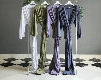 Long bridesmaid robes for Mother of the groom/bride Personalized bride and bridal party robes in Soft & stretchy Olive Lavender Dusty Blue
