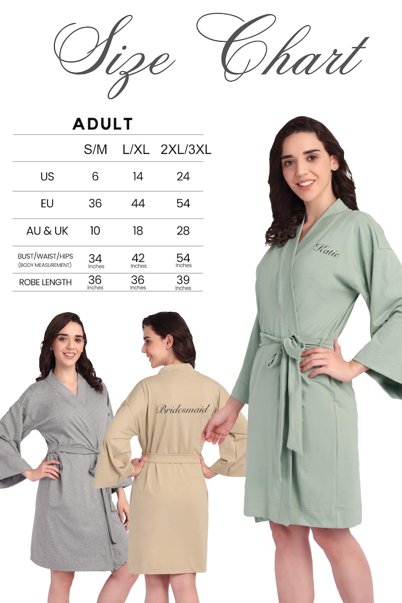 Bridesmaid Robes in Soft Stretch Cotton – Knee Length Solid Color ...