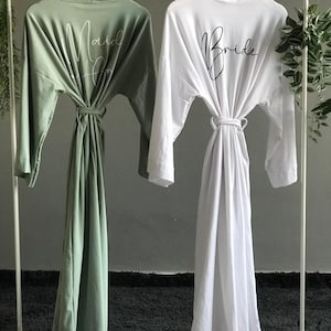 Butter soft rich feel Personalized bridesmaid robes in long ankle/ calf length for the bridal party and bridesmaid proposal gifts Mauve Sage
