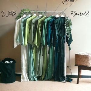 Personalized long satin bridesmaid robes with matching scrunchies & personalized gift box bridal party gifts for mother of the groom/bride image 9