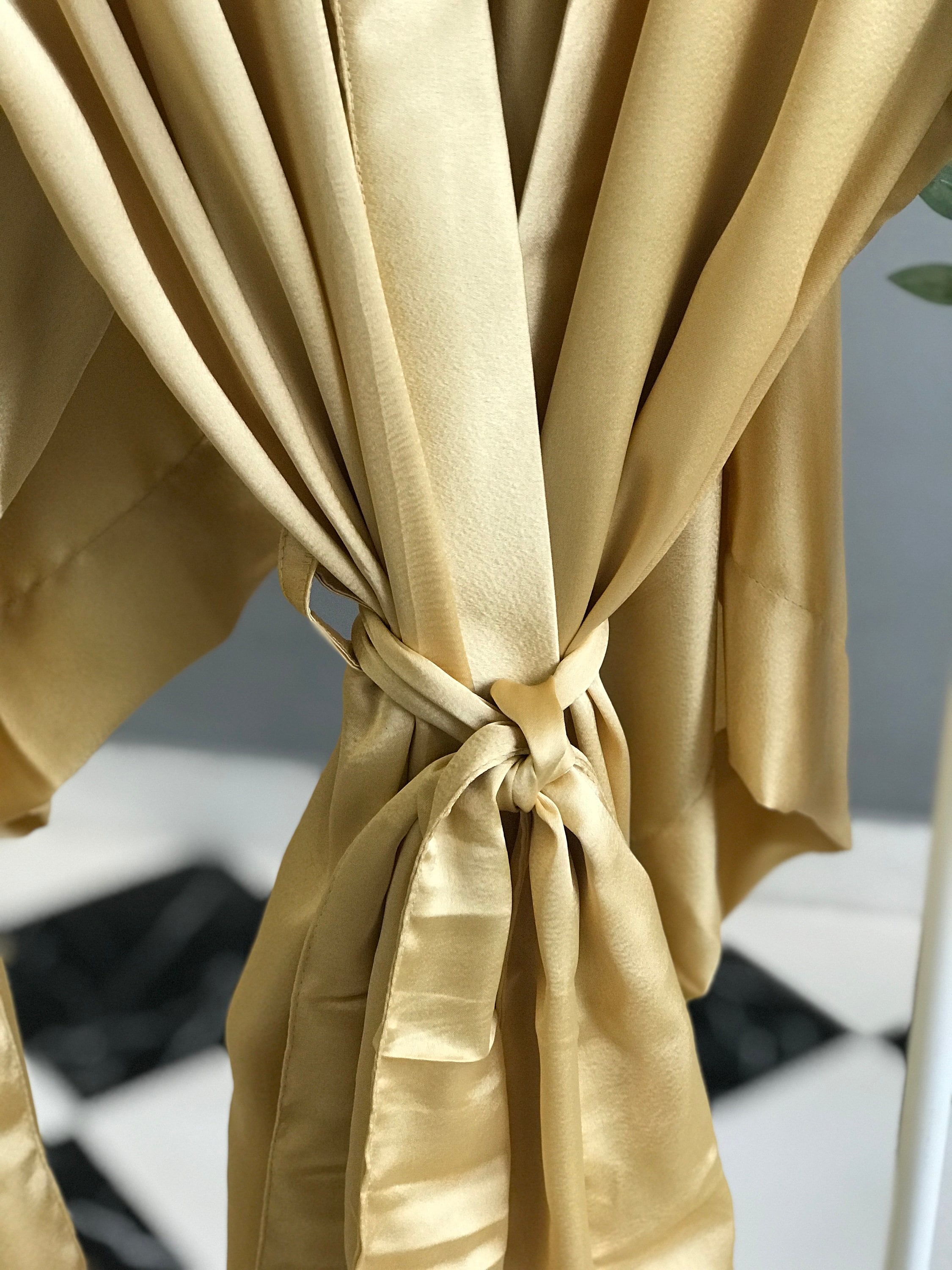 Silky Softest Satin Really Long Personalized Bridesmaid Robes in Gold White for Tall Women Maid