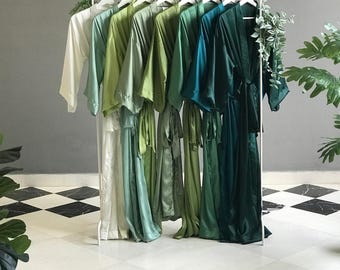 Jcpenney Robes Blue Green Satin Nightgown With Embroidered Floral Trim Size  L - Etsy
