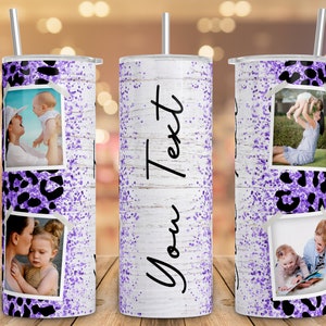 Purple Glitter Leopard 20oz Tumbler Wrap: Add Photo & Text (PNG/PDF)