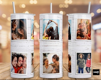 Friends Photo Tumbler Template: Sublimation Collage, 20oz Skinny (Digital Download)