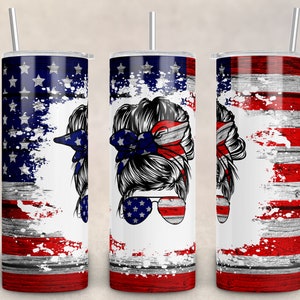 American Mom USA Flag 20 Oz Skinny Tumbler Design (Digital Download)