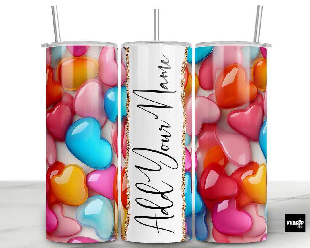 3D Inflatable Puff Red Hearts Design - Digital File, Add Your Name ...