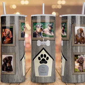 Dog Picture Frame Tumbler Photos Sublimation Design PNG- 20oz Skinny Tumbler