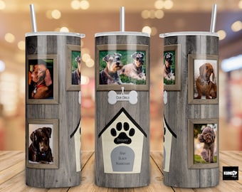 Marco de imagen de perro Vaso Fotos Diseño de sublimación PNG- Vaso flaco de 20 oz