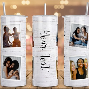 Fügen Sie eigenen Text und Foto hinzu, Fotobecher Vorlage, Png Sublimation Fotocollage 20 Unzen Skinny Tumbler