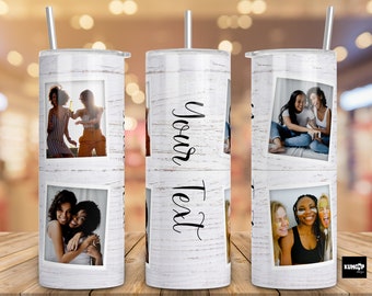 Fügen Sie eigenen Text und Foto hinzu, Fotobecher Vorlage, Png Sublimation Fotocollage 20 Unzen Skinny Tumbler