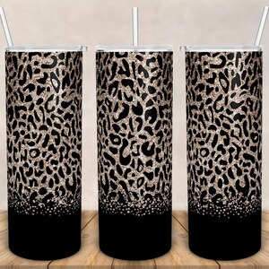 Gold Glitter and Cheetah, Tumbler Blank Glitter, Leopard Print- 20oz Skinny Tumbler