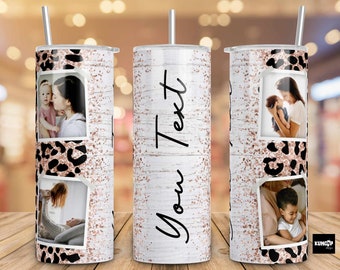 Rose Gold Leopard Tumbler Wrap: Photo & Text Sublimation (Digital Download)