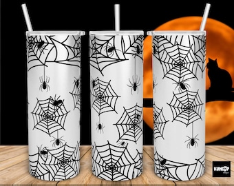 Spider Web Halloween Tumbler Design: 20oz Skinny Tumbler PNG (Digital Download)