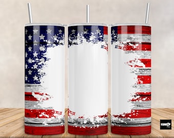 Madera de bandera estadounidense Agregue su propio texto para vaso recto/cónico Diseño de sublimación PNG - Vaso delgado de 20 oz