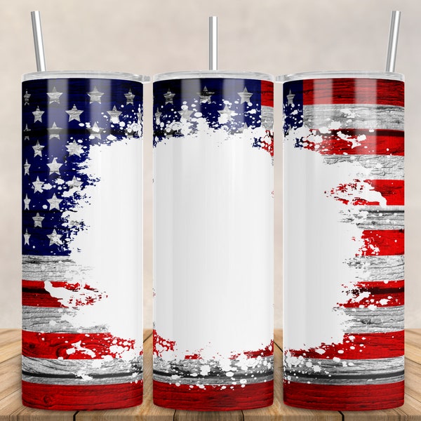 Madera de bandera estadounidense Agregue su propio texto para vaso recto/cónico Diseño de sublimación PNG - Vaso delgado de 20 oz